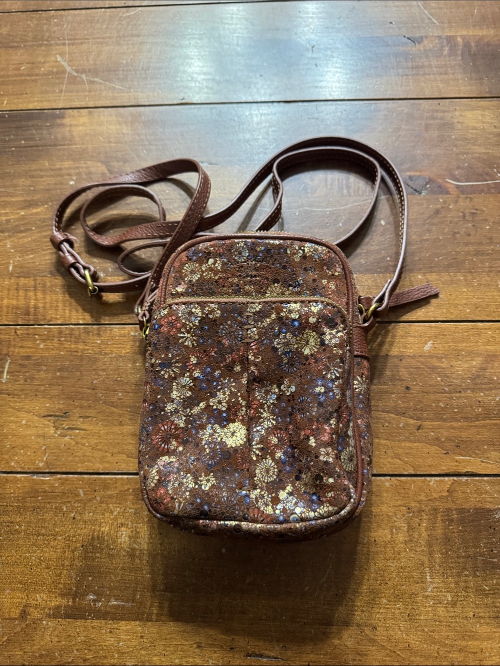 Brown Floral Crossbody Bag
